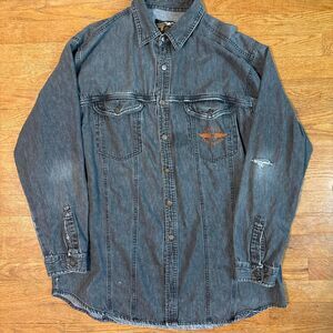Harley-davidson Men's Grey and Black Shirt